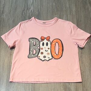 Pink Kids Ghost Graphic Tee- Size 8